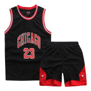 Michael Jordan No.23 Baskettröja Set Bulls Uniform för barn tonåringar Black Z Black XS (110-120CM)