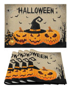 4 st Halloween pumpa placemats för matbord (30*45cm), tvättbar värmebeständig avtorkningsbar duk