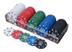 100 st pokerchipset 5 valörer Klart tryck utsökt spelchipsmynt med förvaringslåda för bordsspel