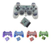 Transparent f?rgspelkontroll f?r Sony PS2 tr?dl?s spelkontroll 2,4ghz vibrationskontroll f?r Playstation 2