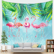 Tropisk grön flamingotapet