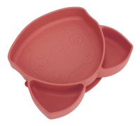 Babysugplattor 3 divisioner 460 ml Drop-resistenta söta rävformade babyuppdelade tallrikar för spädbarn Småbarn Tegelröd