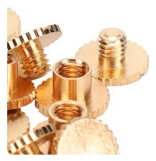 30 Set Boknit Nitar Knurling Platt Mässing Läderbindningsknapp Tacks 9.5x4mm Spik 4mm Skruv (Guld)