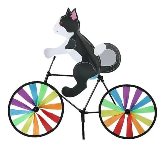 Trädgårdsvindkvarn vindkvarnar katt hund cykel regnbåge vindhjul utomhus vindkvarn leksak dekor