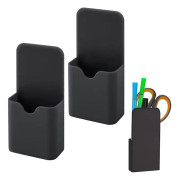 2 st magnetiska pennhållare, S-storlek, magnetisk pennhållare, organiserare för hemmakontor, för kylskåp, whiteboard, skåp (svart)