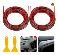 2 st bildekorationslister 10M PVC bildekorationslinjer Flexibla dammtäta bildekorationslister för bilinteriörer med 2 st skrapa, röd