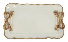 Europeisk stil bågtårta förvaringsbrickor arrangör dessert tallrik fyrkantig dekor bricka brickor 12x20cm vit