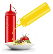 2 st falska senaps- och ketchupflaskor i plast, leksaksspruta för kryddor (slumpmässig färg)