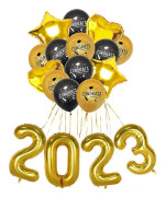 Ballongbanderollset för klassen 2023, examensfest folieballongset - en unik fotorekvisita och festdekoration (svart och guld)
