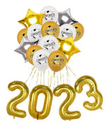 Ballongbannerset för klassen 2023 Skapa ett unikt fotorekvisita och festdekoration med folieballongsetet för examensdekoration (guld och silver