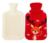 Termos med lock i gummi Termos med avtagbart och tvättbart stickat lock Ger värme och komfort, - Röd botten Snöflinga Hjort 500ml