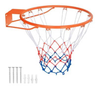 Hoop Väggmonterad Basket Hoop 38,5 cm COSTWAY-Net-Metal Tube-Universal Ersättningsfälg-Inomhus, Utomhus-Röd
