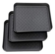 Set med 3 skoställ, skodroppbricka i plast, liten skomatta, droppmatta, hylla, skofack, droppbricka, 35x27x3 cm