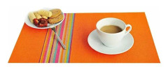 Set med 6 tvättbara smuts- och värmebeständiga PVC-bordstabletter 45 x 30 cm, vinyl, orange, 45 x 30 cm