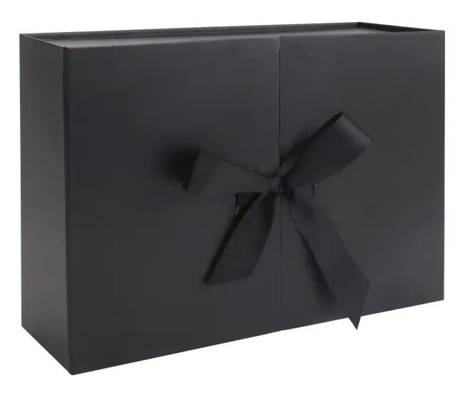 Lyxig presentask med band och lock 26,5x19x8cm Svart
