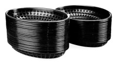50-pack oval matkorg Plast Diner Snabbmatskorg för pommes frites Chips smörgåsar Hamburgare Picknick BBQ Party, svart