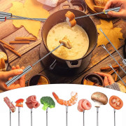 12 st Fondue gafflar, 9,5 tums rostfritt stål Fondue pinnar med värmebeständigt handtag för ost Choklad Fondue stekt kött