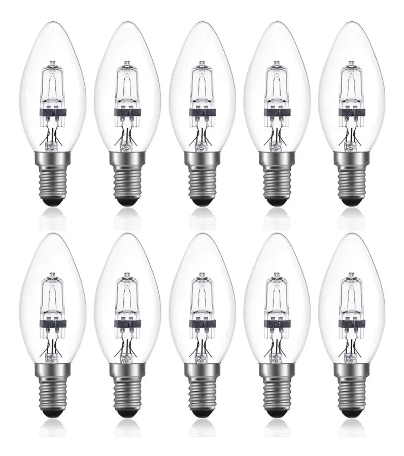 42w E14 C35 Dimbar halogenlampa Ac 220-240v Varmvit 2700k E14 Transparent halogenlampa (10st) (FMY)