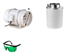 Hydroponiskt växthuskit, högeffektiv ventilation, komplett set med termometer och fuktighetsmätare.,5 tum 200mm 35mm, 220V
