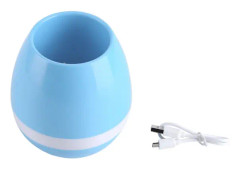 Trådlös Bluetooth-högtalare Smart Music Playing Blomkruka USB-laddning Färgglad Nattlampa Blå