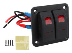 Vippströmbrytarpanel 2 gäng På Av Förkopplad Röd LED 12V 24V 20A 10A med marina fordonsetiketter