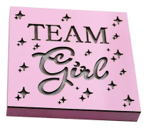 Team Girl Skylt Trä Led Ljus Kvadratisk Form Prydnad För Babyshower Dekoration