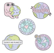 5 st THERE IS NO PLANET B Miljöskydd emalj stift Äventyr Jord Hjärta Badge Brosch Skydda jorden Emalj stift Skjorta Smycken Present