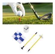 Golf Flaggstång Bärbar 3 Fot Golf Flaggstång Flagg Hål Kopp Set 2 Sektions Design för Inomhus UtomhusBlå och Vit Rutnät