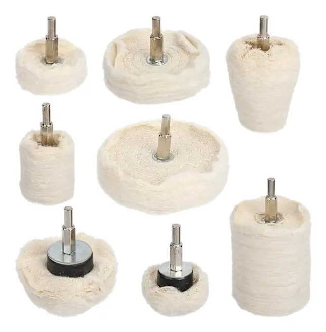 Polerskiva för Borrmaskin, 8 st Bomullspolerskivor för Metall (Aluminium/Rostfritt Stål/Krom/Legering/Mässing)