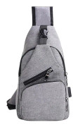 Herr Casual Polyester Crossbody Med Usb Laddningsport Utomhus Vandring Bröstväska（Grå）