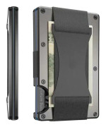 Herr Slim Ridge Man Plånböcker Varumärke Lyx Aluminium Kol Rfid Metallväskor Case Carteira Masculina Kreditkortshållare