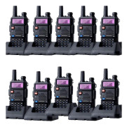 Baofeng UV-5R Walkie Talkie, Trippel Strömalternativ, Dubbelband 128 Kanaler,10 x UV-5R-8W-Svart