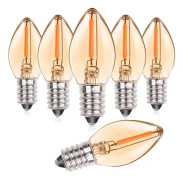 Paris_0,5W E14 LED Filament Ljusstakelampa C7 Vintage Nattlampa, Skruv Amber Glas Saltlampa Glödlampor 5W Motsvarande Icke-Dimbar (6-pack)