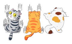 Cartoon Cat Bilklister, 3-pack Vinyl Roliga Dekaler för Bil Stötfångare Katt Repskydd Självhäftande Bildekorationsklistermärken Dekoration för Fönster Väggar