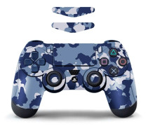 För Sony PS4 / PS4 Slim Game Controller Dekal Avtagbar - Blå Kamouflage