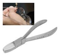 Glasögonbågar i rostfritt stål, professionella glasögonreparationsverktyg, justerbara tänger för glasögonbutik, nylonkäftång med hål