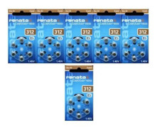 6 blisterpack med 6 RENATA ZA312 ZINC AIR BROWN hörselbatterier -