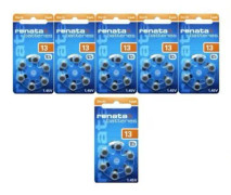6 blisterpack med 6 Renata ZA13 orange batterier -