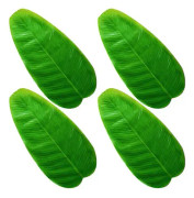 4 st Hawaii värmebeständiga placemats bananblad halkfria vattentäta matbordsplattor för hem kök restaurang dekoration（58*28.5*1cm，Grön）