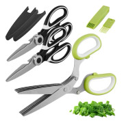 Pack rostfria kökssaxar, kycklingbensaxar, 5-bladiga örtsaxar, skarpa köttsaxar, multifunktionella kökssaxar