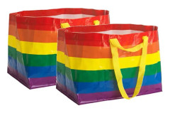 Stora 71L regnbågsfärgade återanvändbara bärkassar - 2-pack