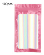 100 st/ set Zip-lock-påsar Iögonfallande luktsäker holografisk färg Kosmetisk laserförpackningspåsar för 12*20cm Pink