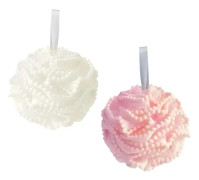 Badsvamp, 2-pack duschsvampar, spetssvamp med bollar, vacker badsvamp, badblomma med band, vit och rosa svamp