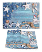 Set med 4 halkfria placemats med sommarhavsmotiv
