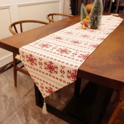 Snögubbe tryckt julbordslöpare julduk 180 x 35 cm Emb