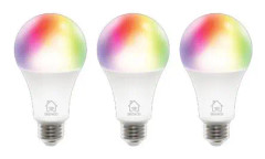 RGB LED lamp 3-pack DELTACO SMART HOME E27, WiFI 2.4GHz, 9W, 810lm, dimmable, 16m colors, 220-240V, white / SH-LE27RGB-3P