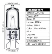 G9 halogenlampor 25W, 230V, 10-pack(25W)