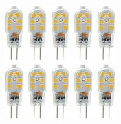 G4 LED-lampa 12V, 1W motsvarande 10W halogenlampa, flimmerfri 200LM, varmvit 3000K, 360° ljusspridning, ej dimbar, 10-pack