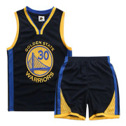Stephen Curry No.30 Baskettröja Set Warriors Uniform för barn tonåringar Black Black L (140-150CM)