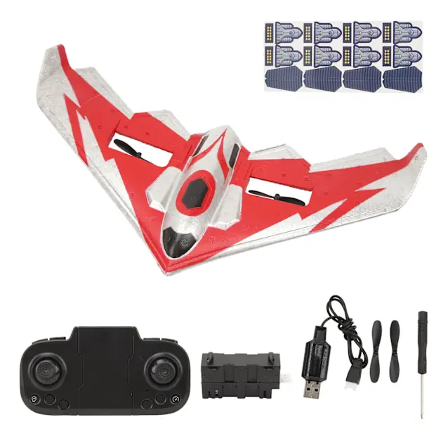 RC-flygplansats Glidflygplan Fjärrstyrt flygplan EPP-skumflygplan med LED-ljus för nybörjare Vuxna Barn Röd 1 batteri